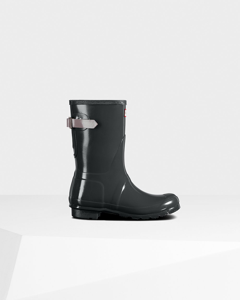 Hunter Mujer Original Back Adjustable Gloss - Botas de Lluvia Verde Oscuro/Moradas - 172-DXWCNU